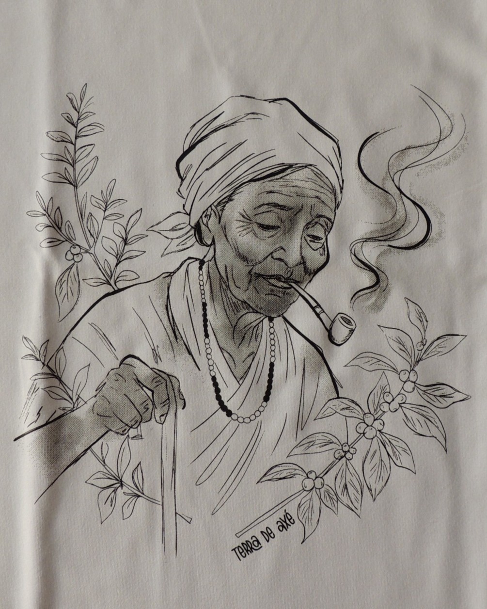 Camiseta Baby Look Preta Velha - Coleção Ponto Firmado - Costas